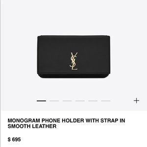 YSL Monogram Phone Holder with Strap in Smooth Leather